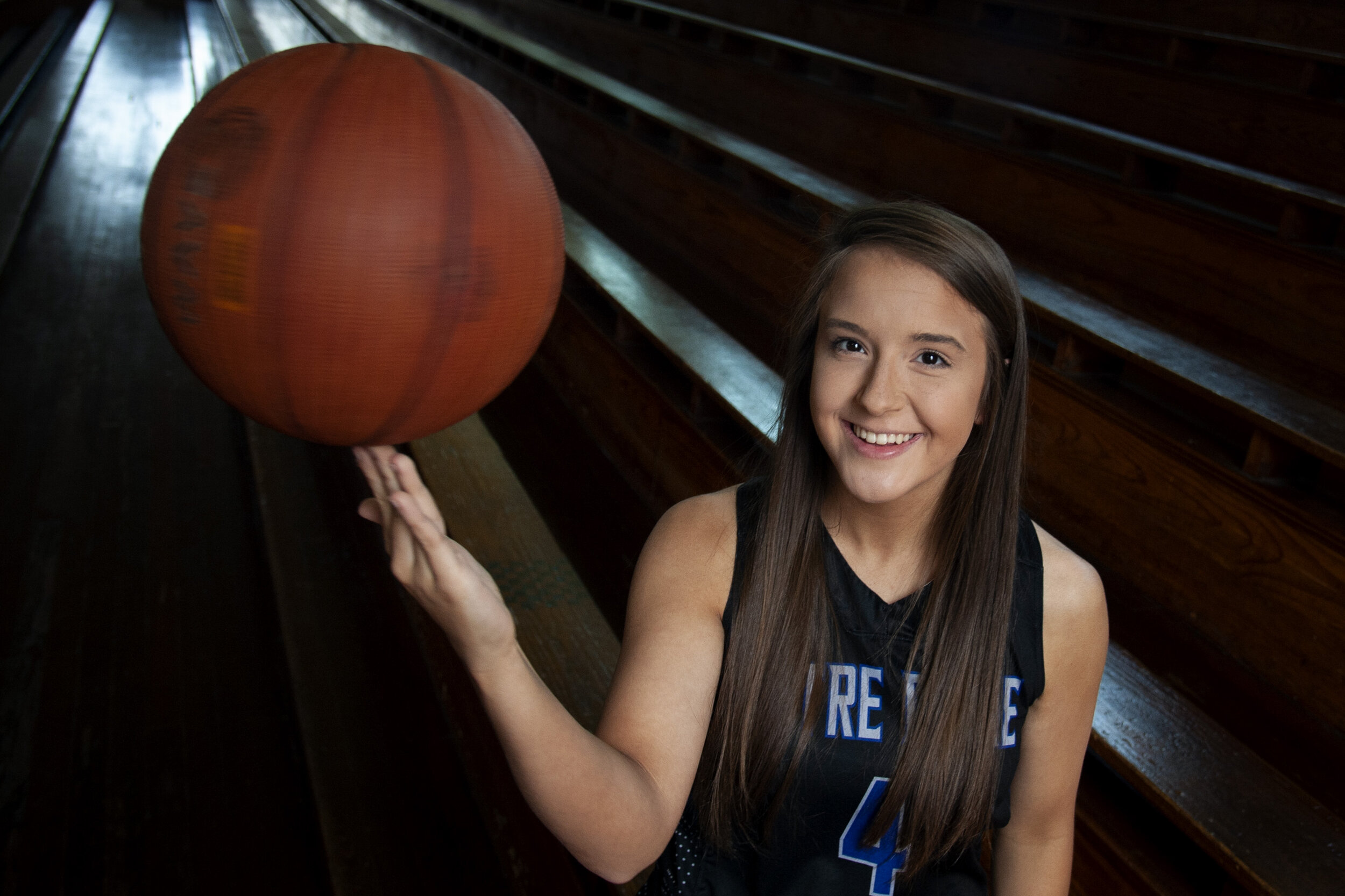  All-Missourian athlete, Notre Dame's Julia Williams, poses for a portrait Sunday, April 28, 2019, at the Old Jackson Gym in Jackson, Missouri.  