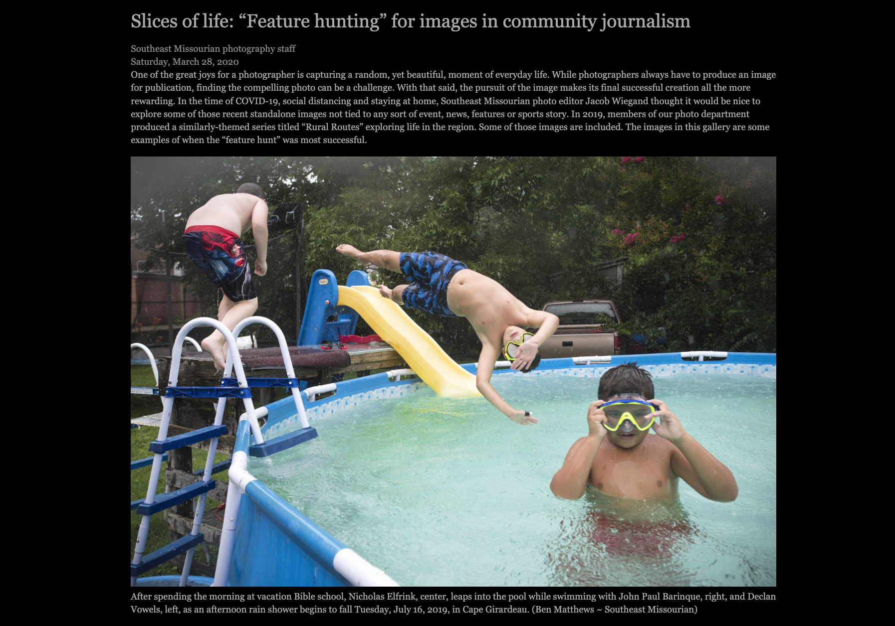     Slices of life: “Feature hunting” for images in community journalism gallery link    