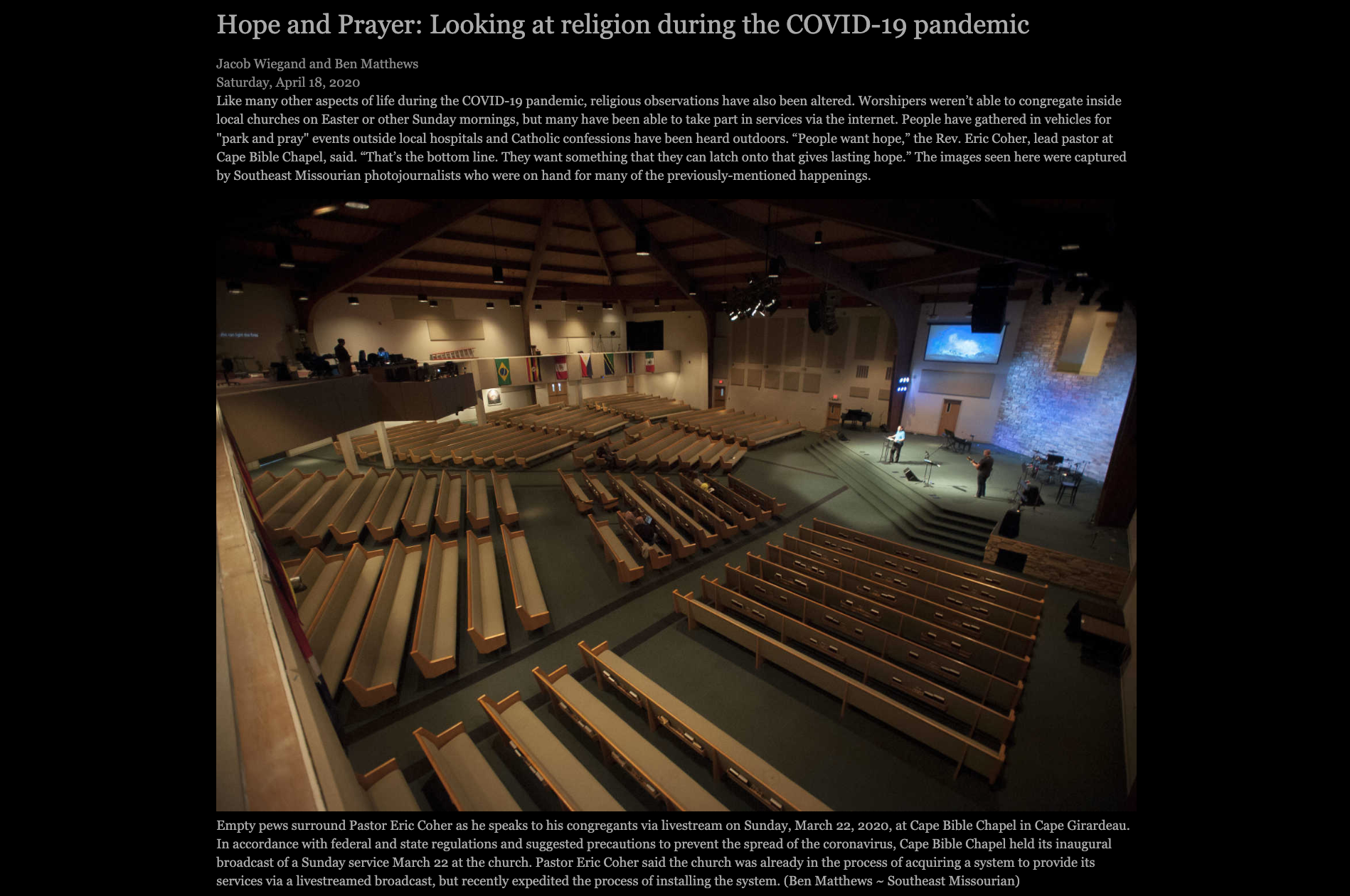     Hope and Prayer: Looking at religion during the COVID-19 pandemic gallery link    
