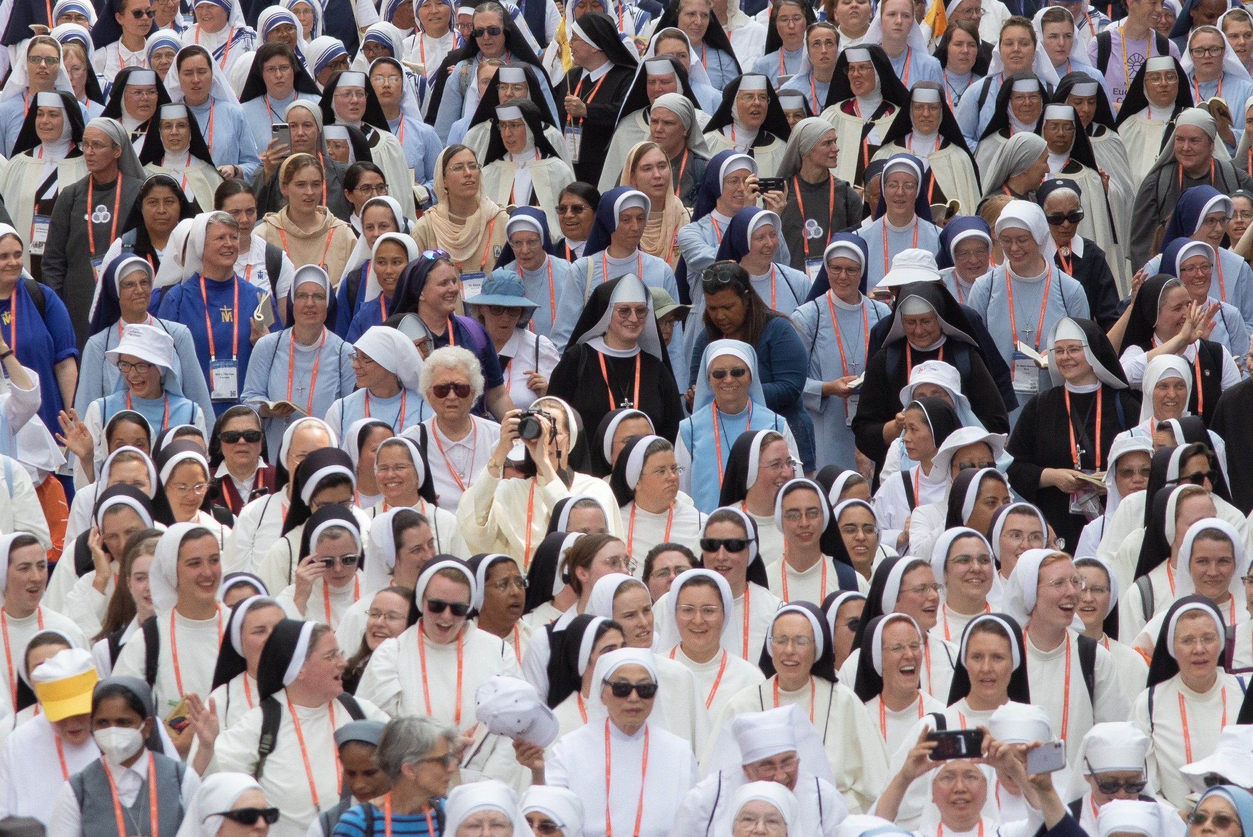 Religious sisters walked in a eucharistic procession through Indianapolis during the 10th National Eucharistic Congress on July 20 in Indianapolis, Indiana.