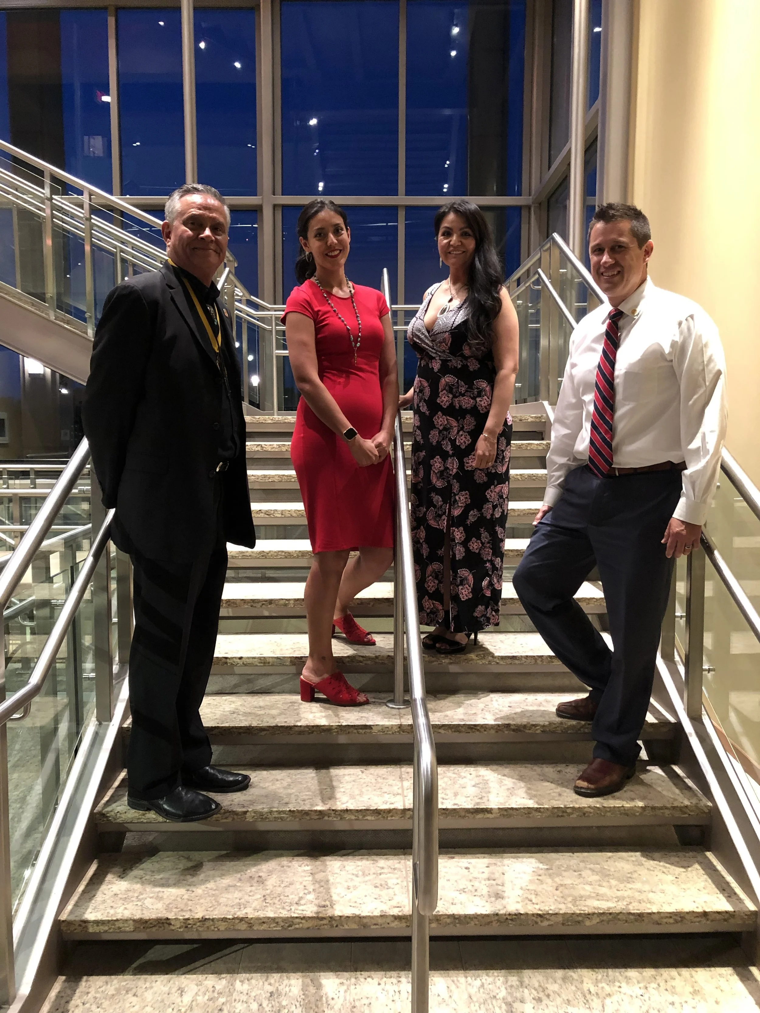 2019-20 Executive Board, from left: Dr. Dave Smith (Treasurer), Dr. Jessica Bremerman (Vice President), Dr. Felicia Fontenot (Secretary), Dr. Frederick John (President)