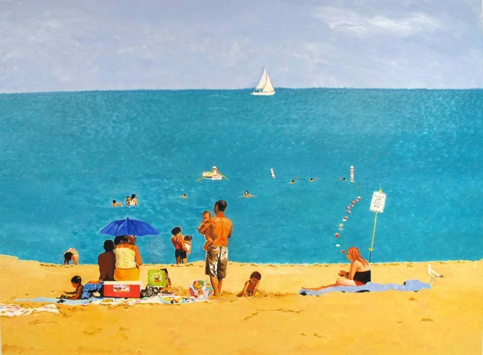 Jan Serr – “The Observers” (Woman with a Blue Umbrella)