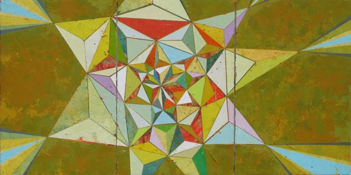 Jason Rohlf, “Positioned”, Acrylic on Three Canvas Panels, 36 x 72"
