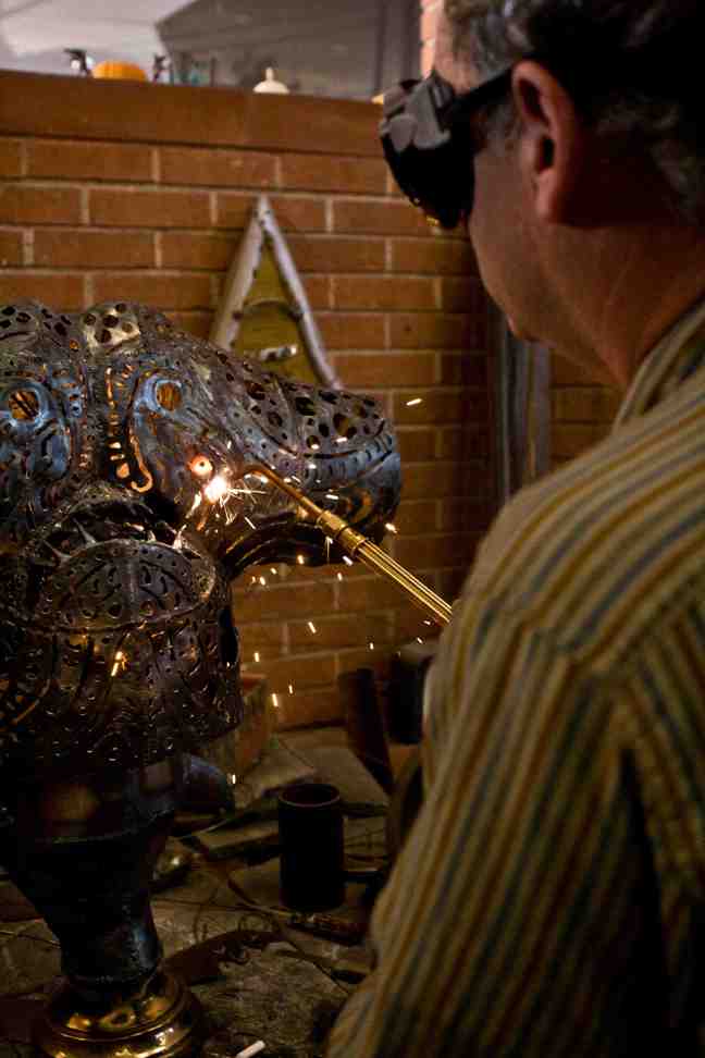 A lamp in progress.