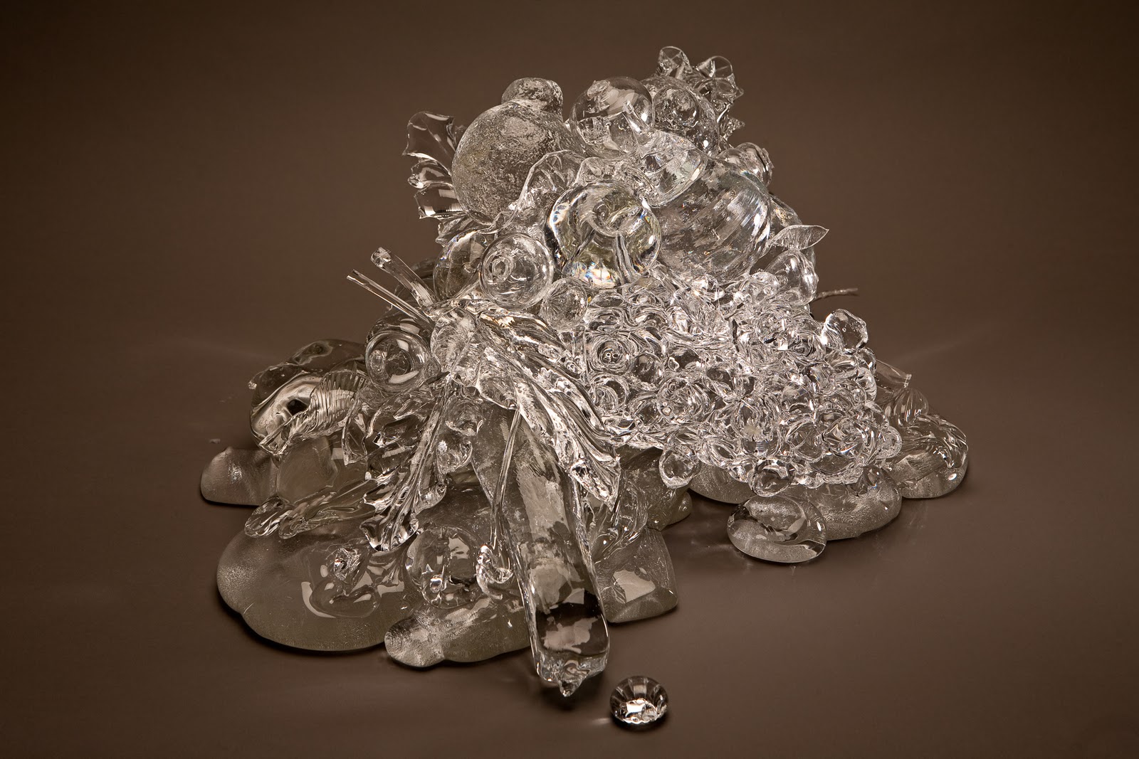 PUDDLE OF FRUIT , Glass Sculpture, 10 x 20 x 16"