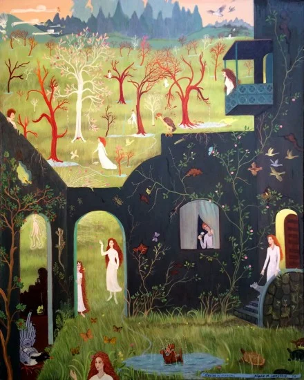 Flora Langlois, HOUSE OF MIRACLES, Acrylic on Panel, 24 x 20"