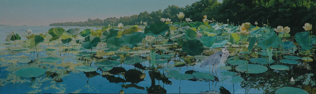 James Winn, SPRING LAKE NO. 7, Acrylic on Panel, image 29 x 96" framed 31 x 98"