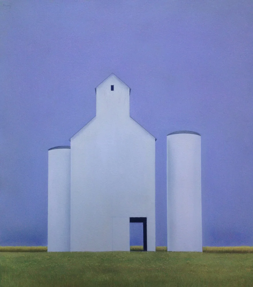 Clare Malloy, GRAIN ELEVATOR, pastel on rag paper, image 26 x 23 inches