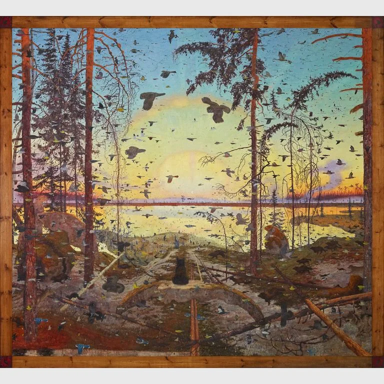 Tom Uttech, Enassamishhinjijweian, 2009, Oil on Linen, 103 x 112 inches, From the Collection of the Crystal Bridges Museum of American Art