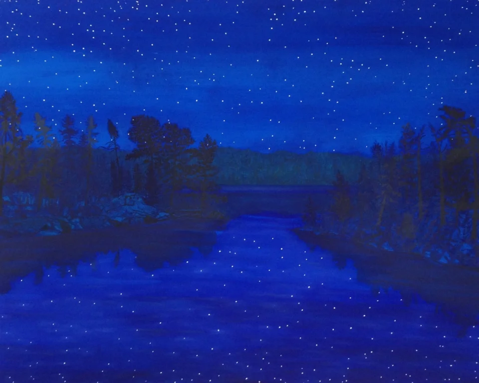 Breehan James, Seagull Lake Night, oil on canvas, 56x44 inches
