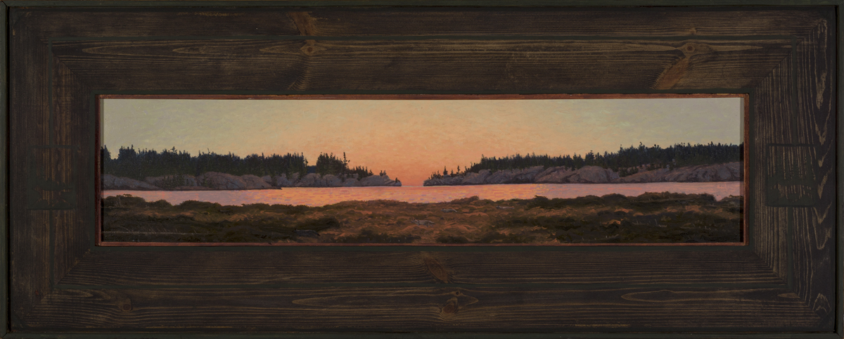Tom Uttech, GIWEIASAM (950), Oil on Plywood, 13 1/8 x 33 5/8"