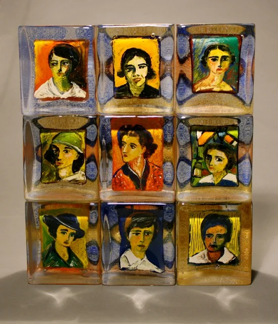Stephanie Trenchard, 9 SOVIET ARTISTS, Stacked Sand Cast Glass with Inclusions, 15.25 x 13.25 x 3.75"