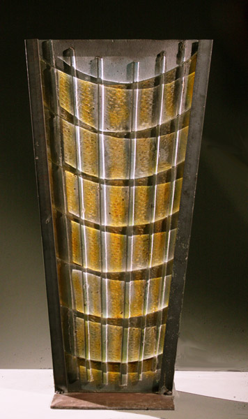 COLLIDER, Assembled Sand Cast Glass and Steel, 36 x 19 x 12"