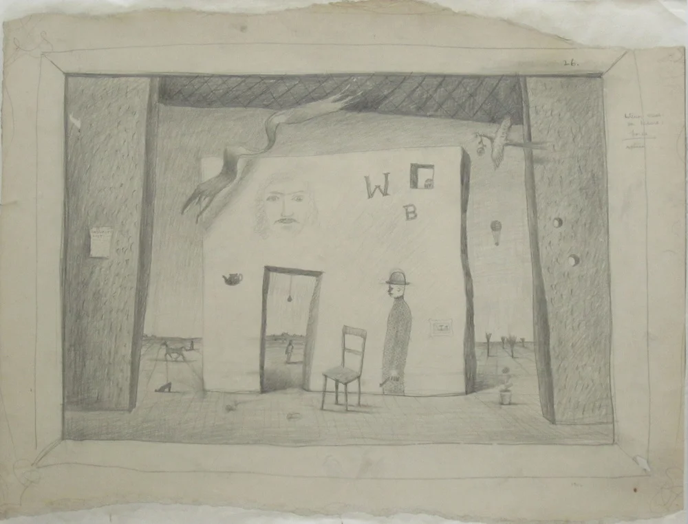 INTERIOR SCENE FOR DRAMA: LORCA, 1942, Pencil on Paper, 15 3/4 x 20 1/4"