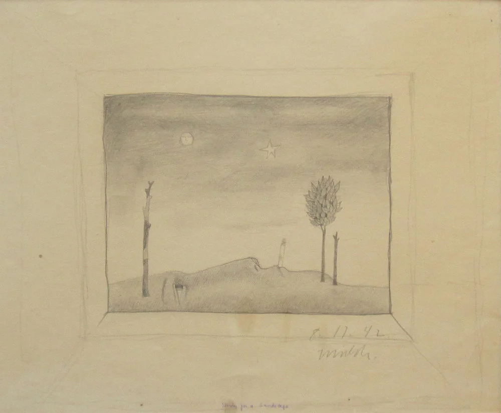 STUDY FOR A LANDSCAPE, 1942, Graphite on Paper, 12 x 18"