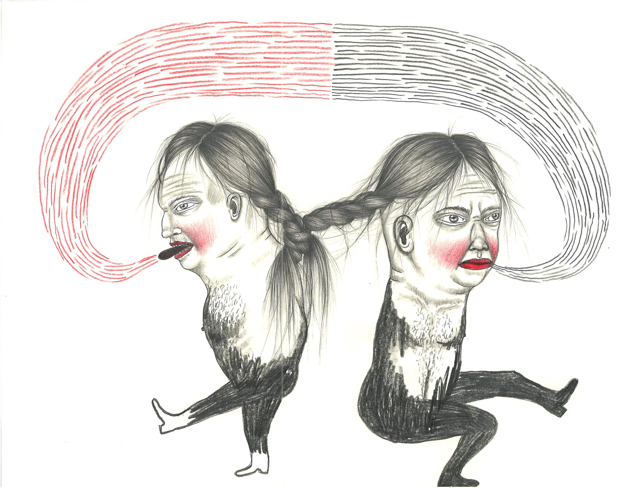 Fred Stonehouse and Raeleen Kao, TWINS, Graphite and Colored Pencil on Paper, 12 x 9"