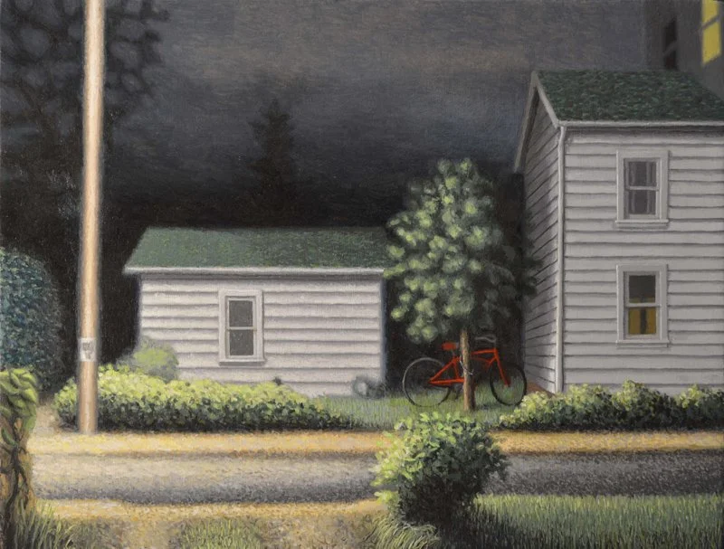 JOHN’S RED SPEEDSTER, Oil on Canvas over Panel, image 9 x 11" framed 12 x 14"