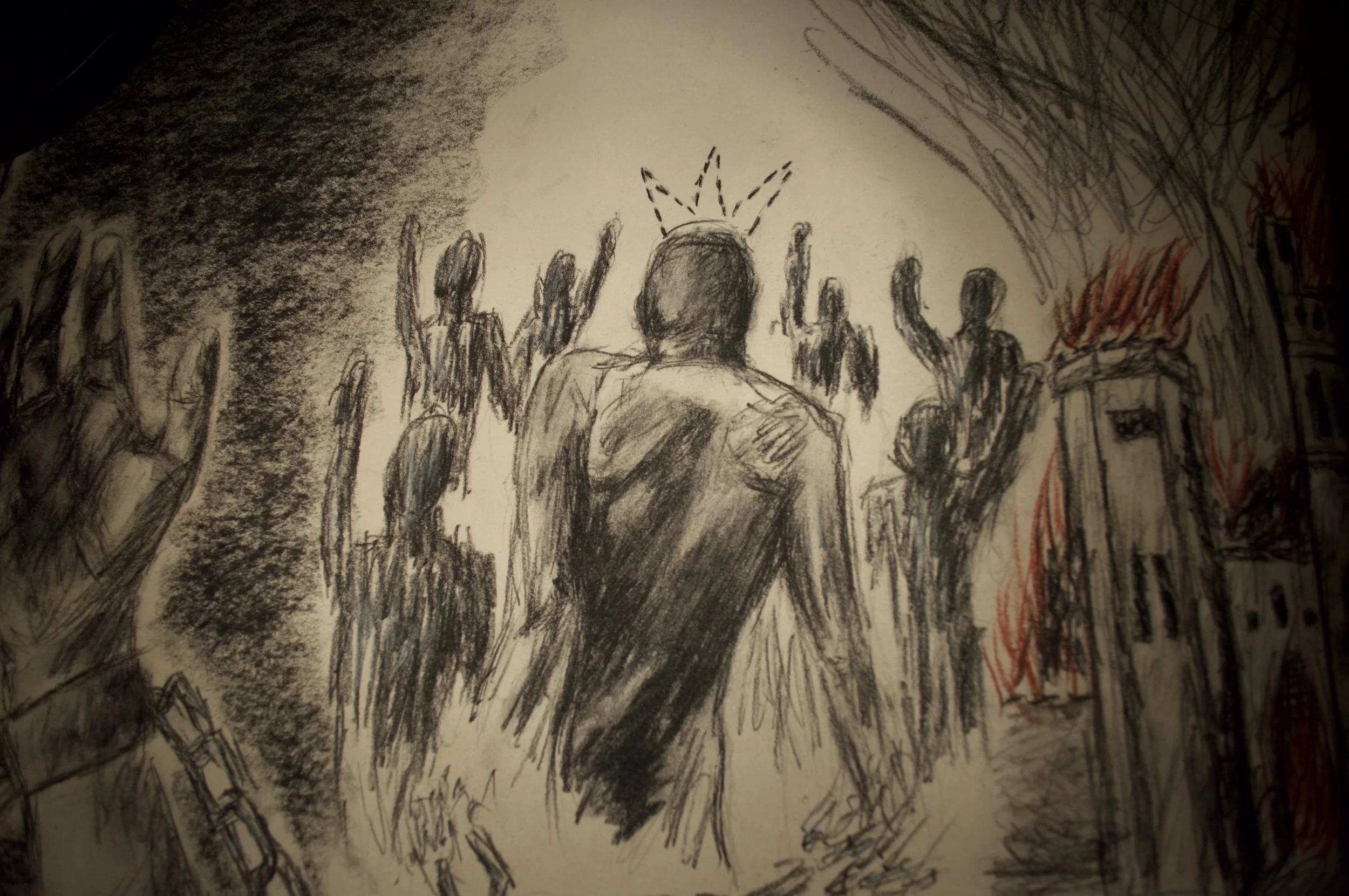 Life Is A Dream (Charcoal & Conte Crayon on Walpaper)