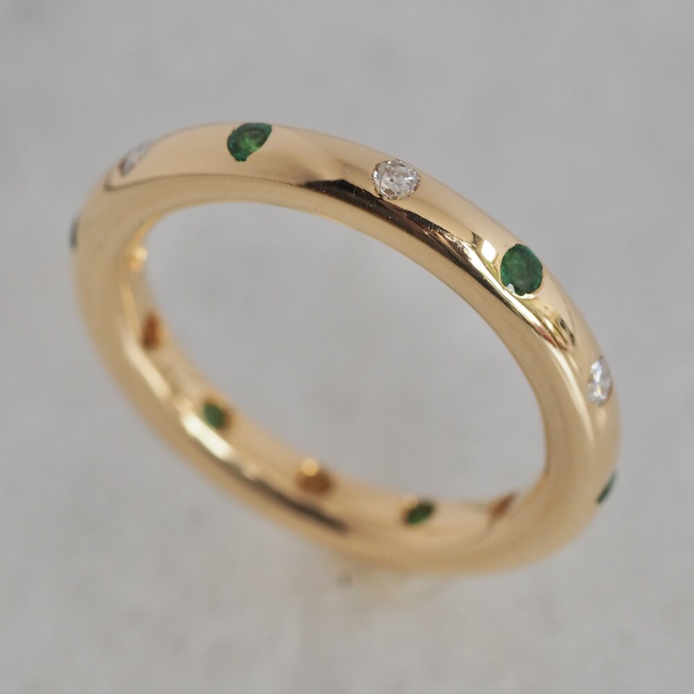 Modern 18k Gold Emerald and Diamond Eternity Band — OKO| Curated Vintage and  Antique Jewelry and Engagement Rings