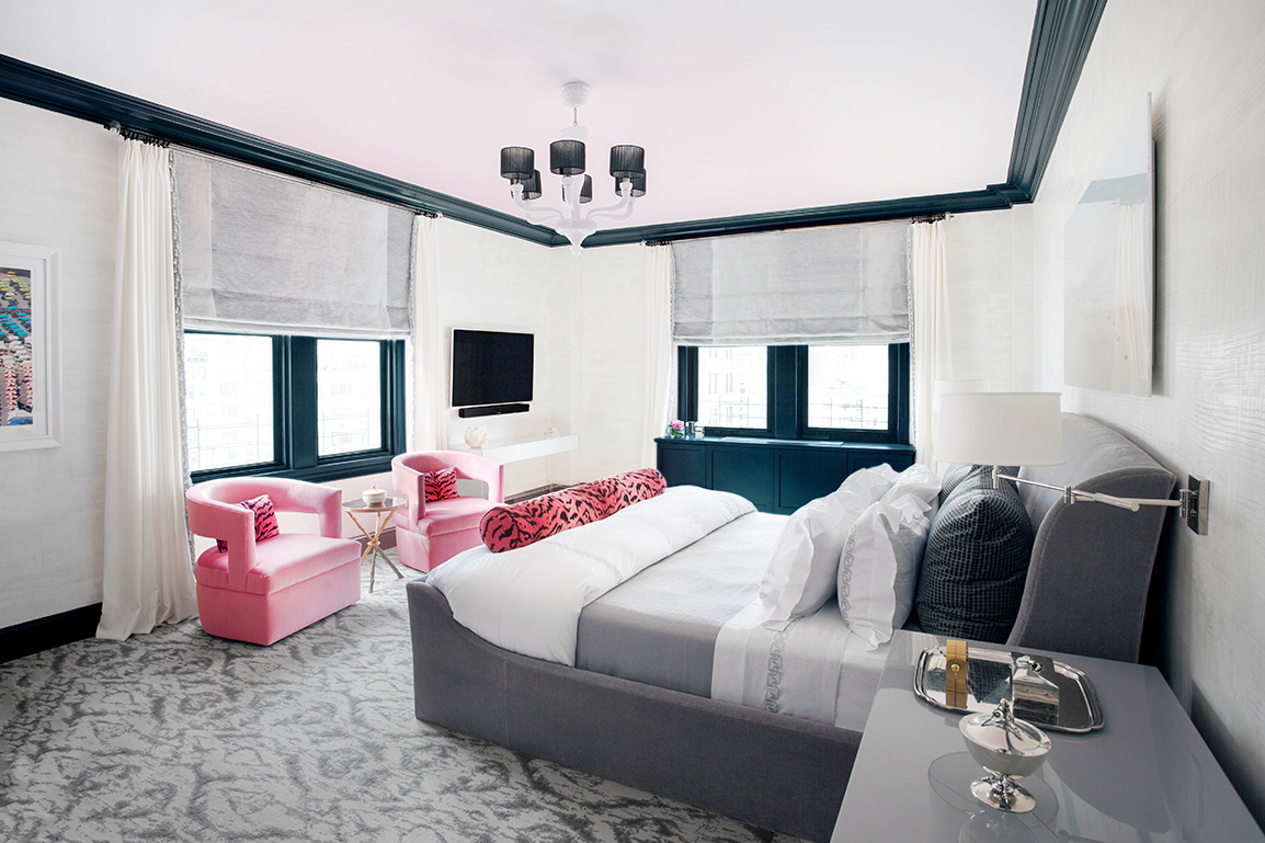 Jacqueline Cutler Interior Design - Park Avenue Residence Master Bedroom Pink Chairs 