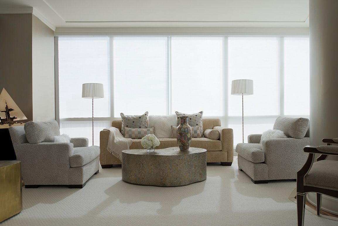 Jacqueline Cutler Interior Design - Ritz Carlton Westchester Neutral Living Room 