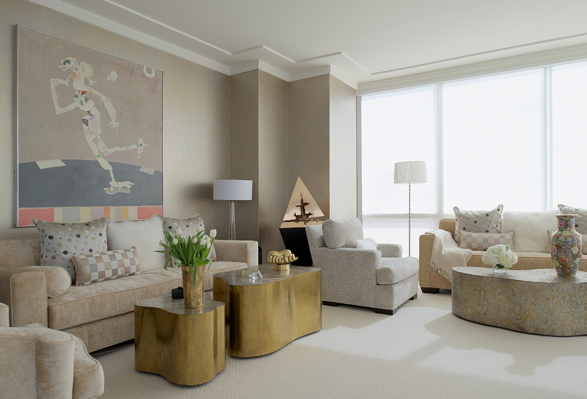 Jacqueline Cutler Interior Design - Ritz Carlton Westchester Neutral Living Room 