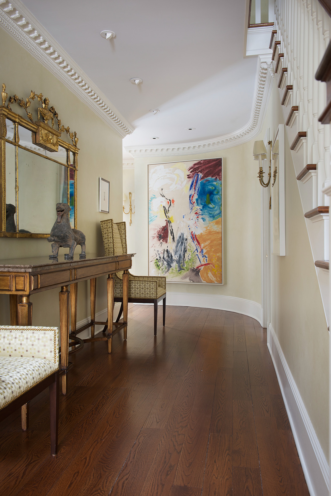 Jacqueline Cutler Interior Design - Residence Westchester Statement Art in Hallway