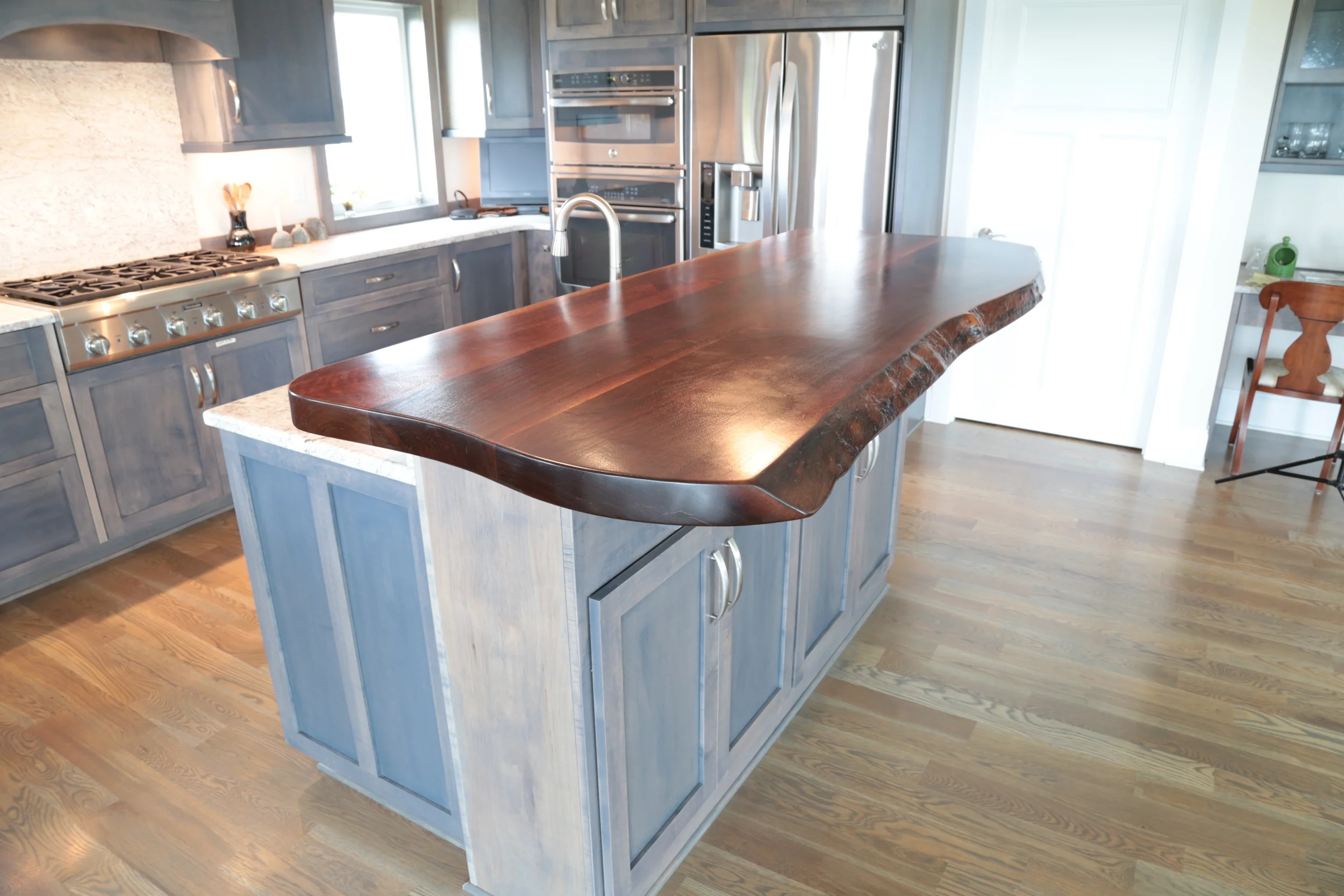 walnut kitchen island live edge