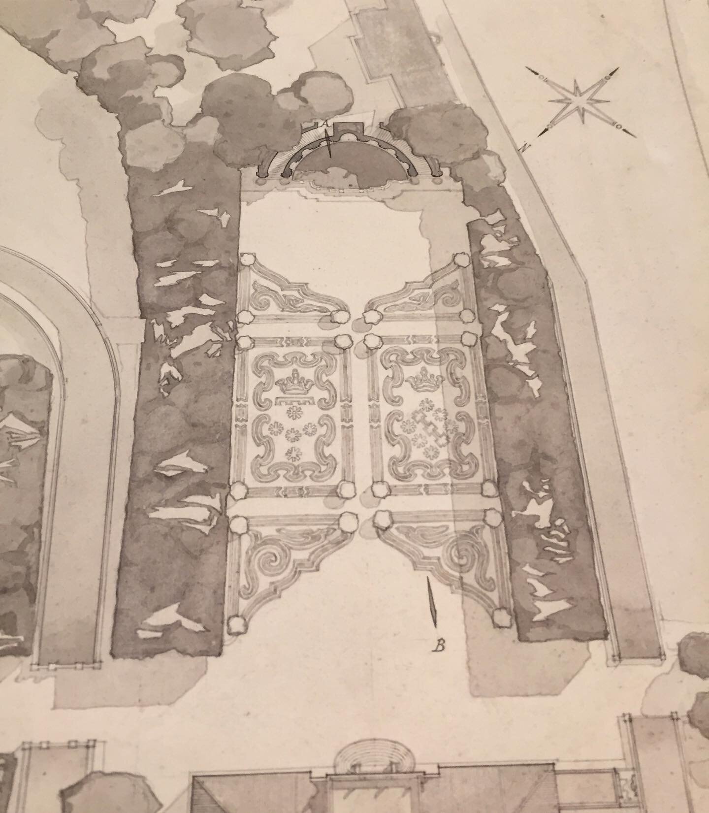 From a visit to RIBA - Villa Lancellotti (also called Villa Piccolomini). Drawing of 1925. This drawing was produced for the publication 'Italian Gardens of the Renaissance' by John Shepherd and Geoffrey Jellicoe. We have been lucky not only to have 