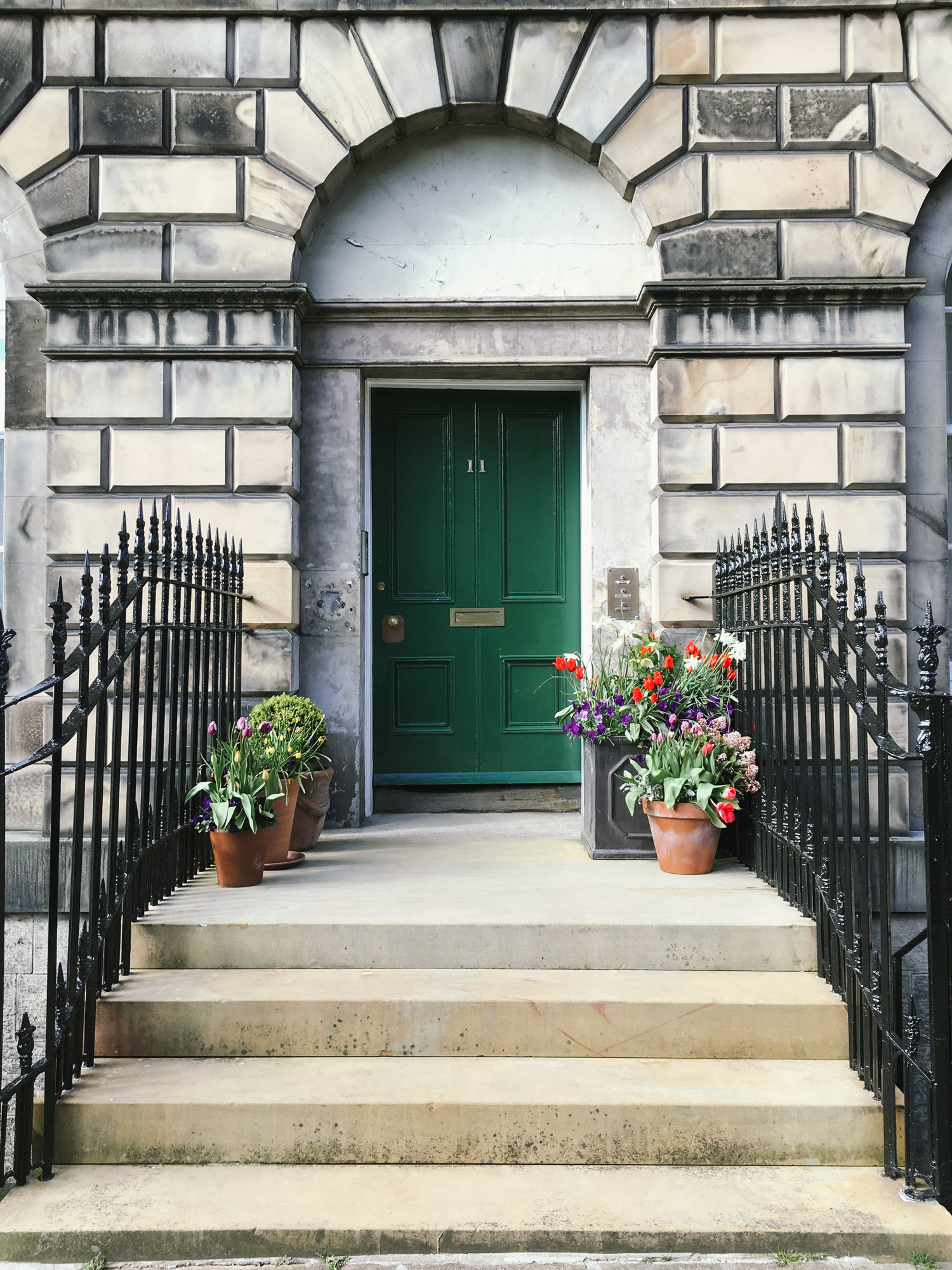 Pretty doorstep gardens in Edinburgh's New Town 