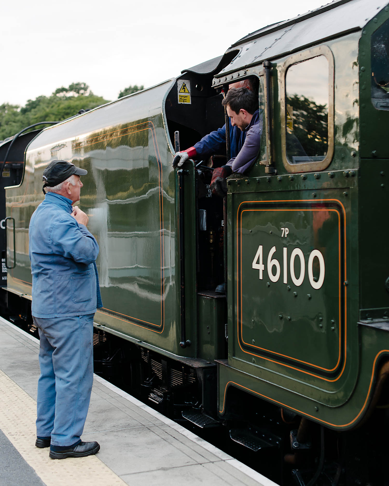 the train crew prepare for the return journey