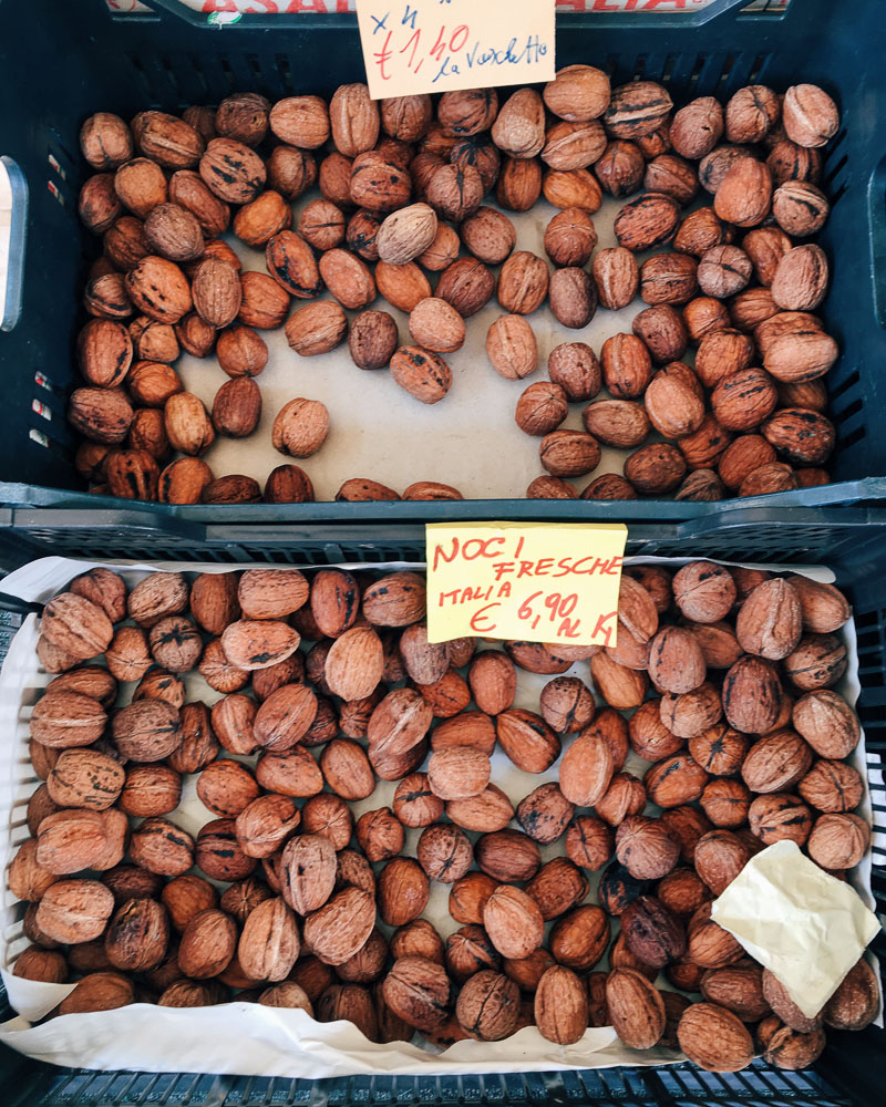 Italian walnuts for sale at a local market