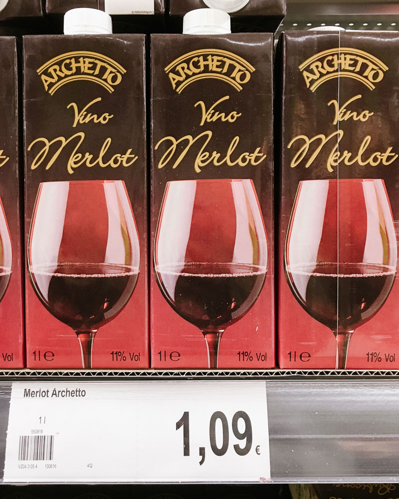 Very cheap wine in an Italian supermarket