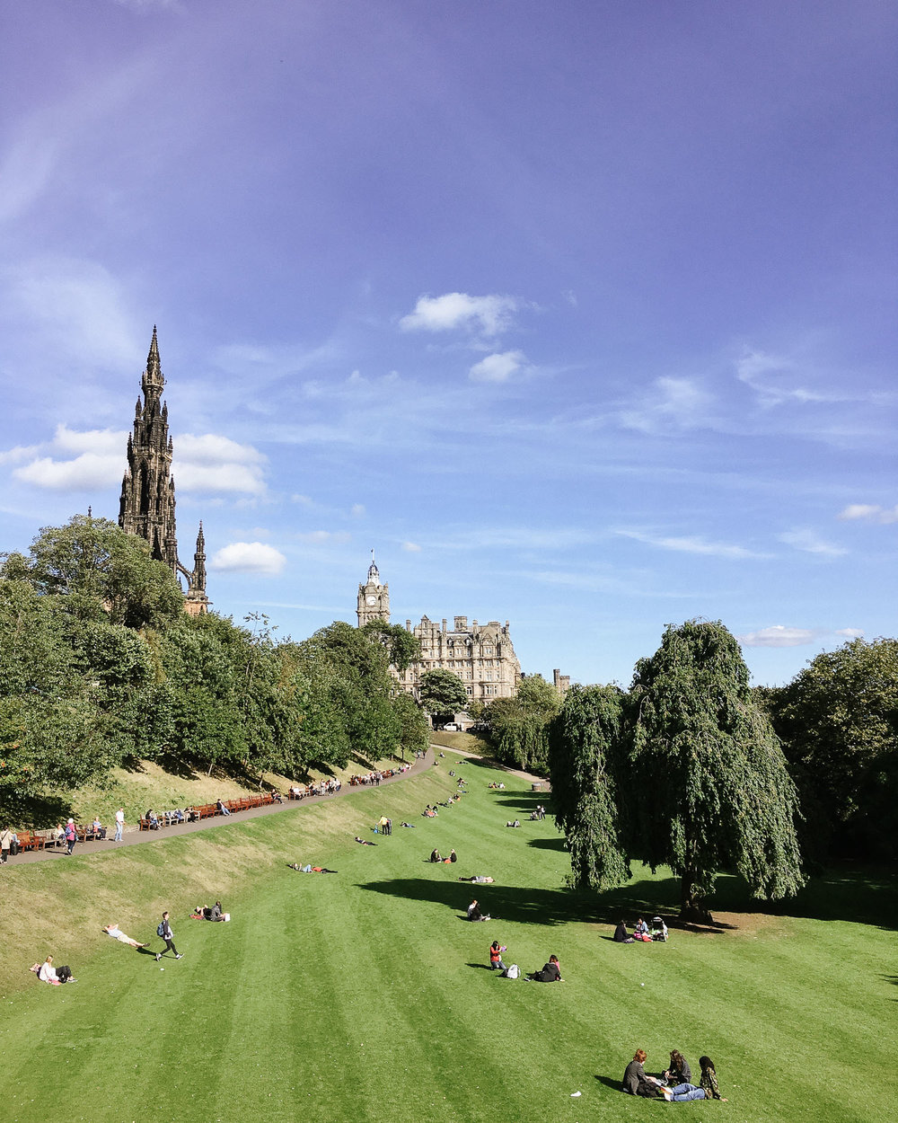 Princes St Gardens, Edinburgh, on a sunny day