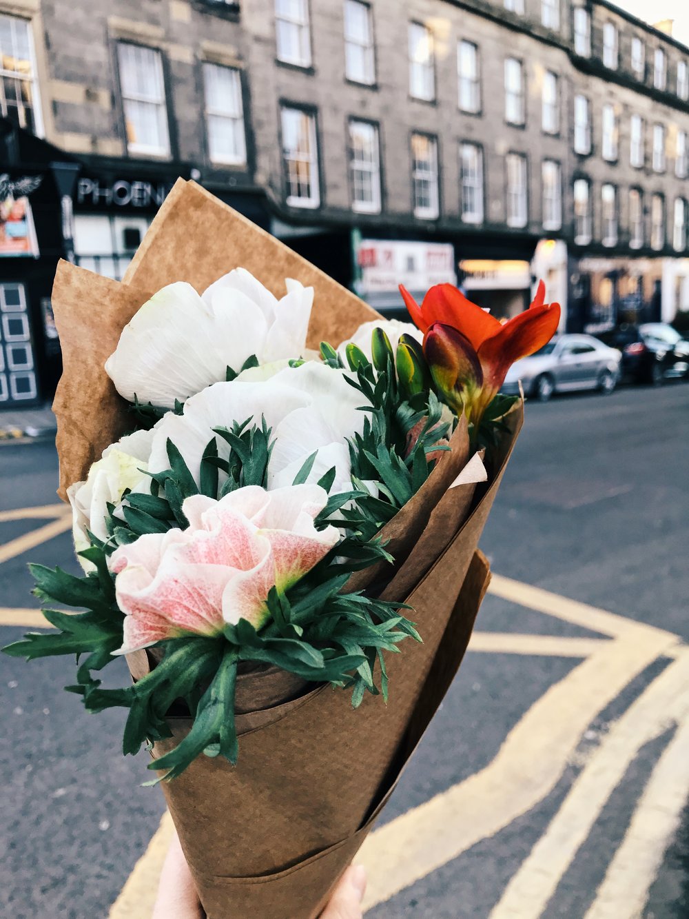 Anemone bouquet from Narcisuss flowers, Edinburgh