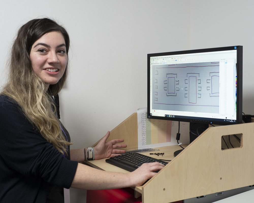 Copy of Hannah prepares the files for laser cutting at Barclays Eagle Lab