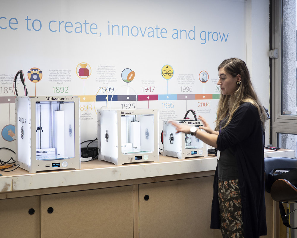 Copy of Demonstrating the 3D printers at Barclays Eagle Lab Edinburgh