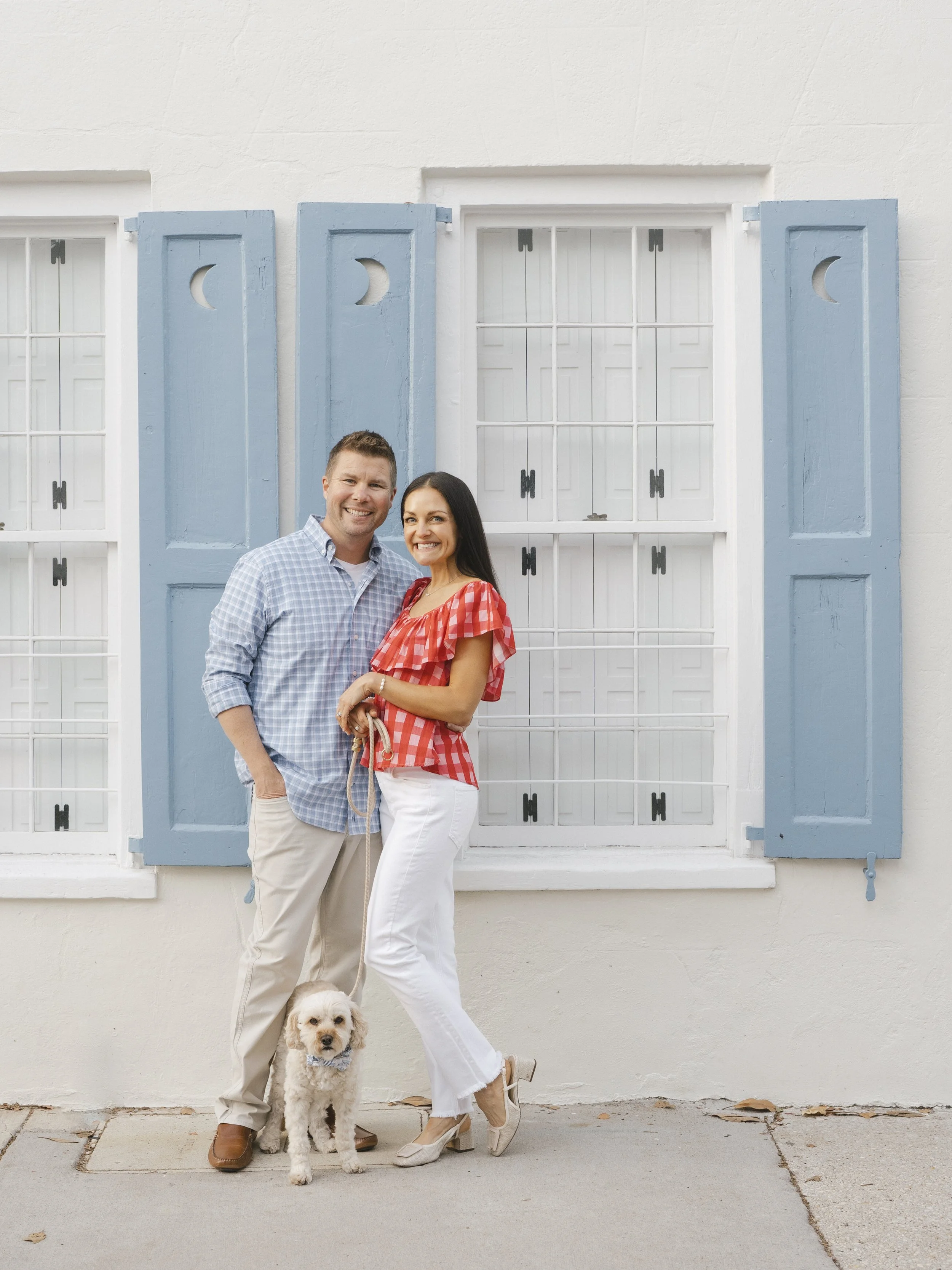 Senior portrait photographers in Wausau Wisconsin with their Cavapoo dog.