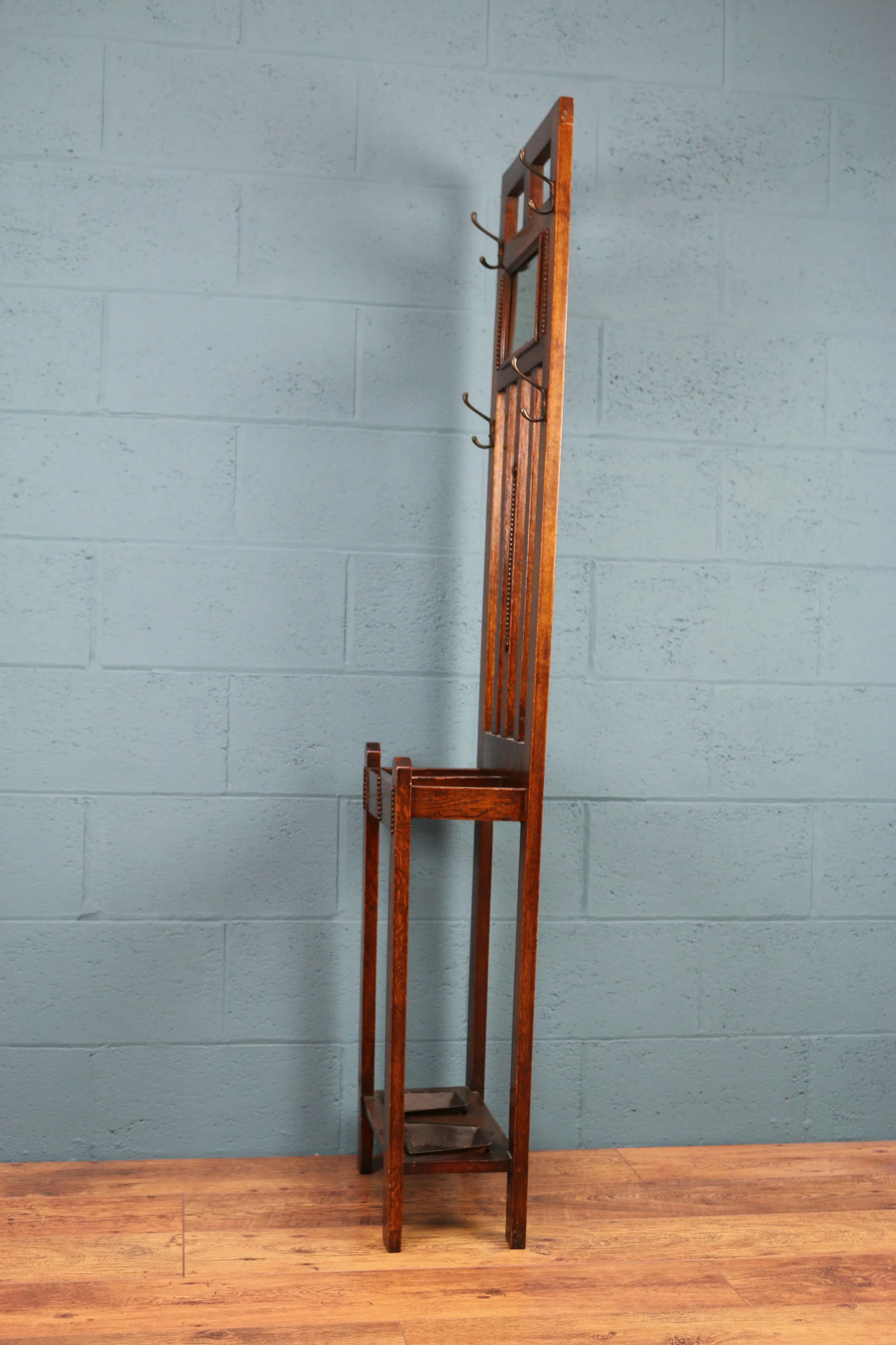 Arts and crafts oak hall stand 