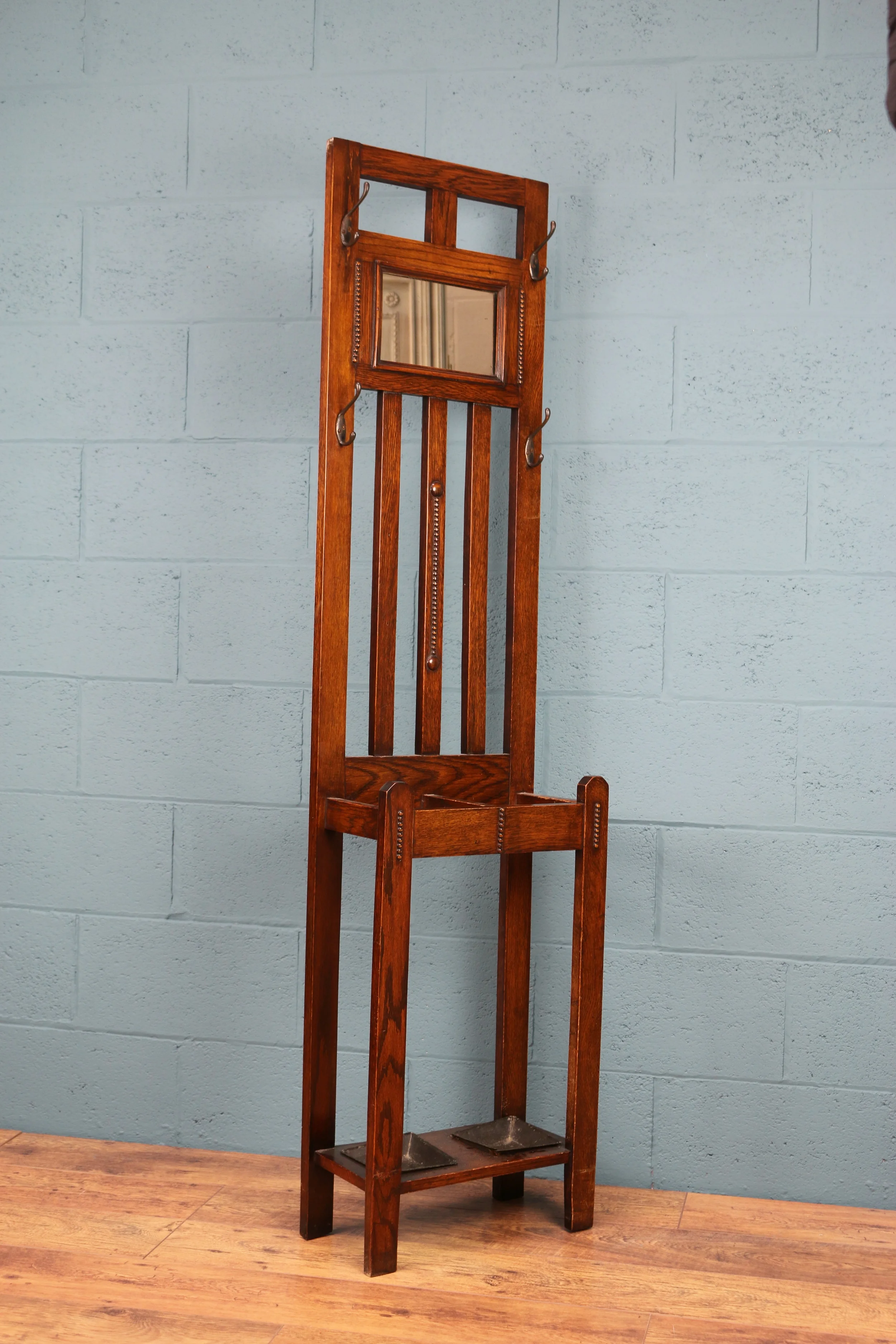Arts and crafts oak hall stand 