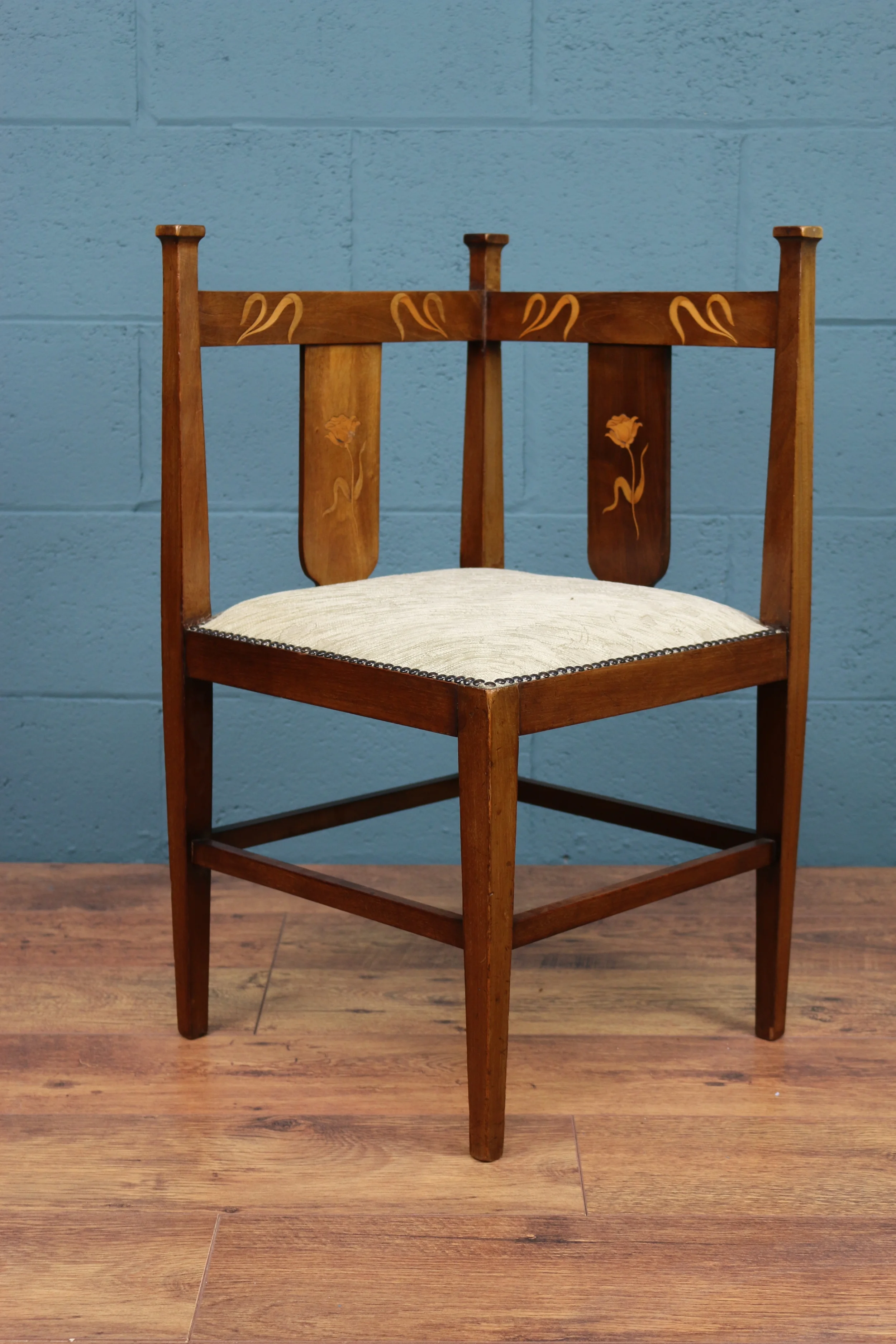 Art Nouveau marquetry corner chair