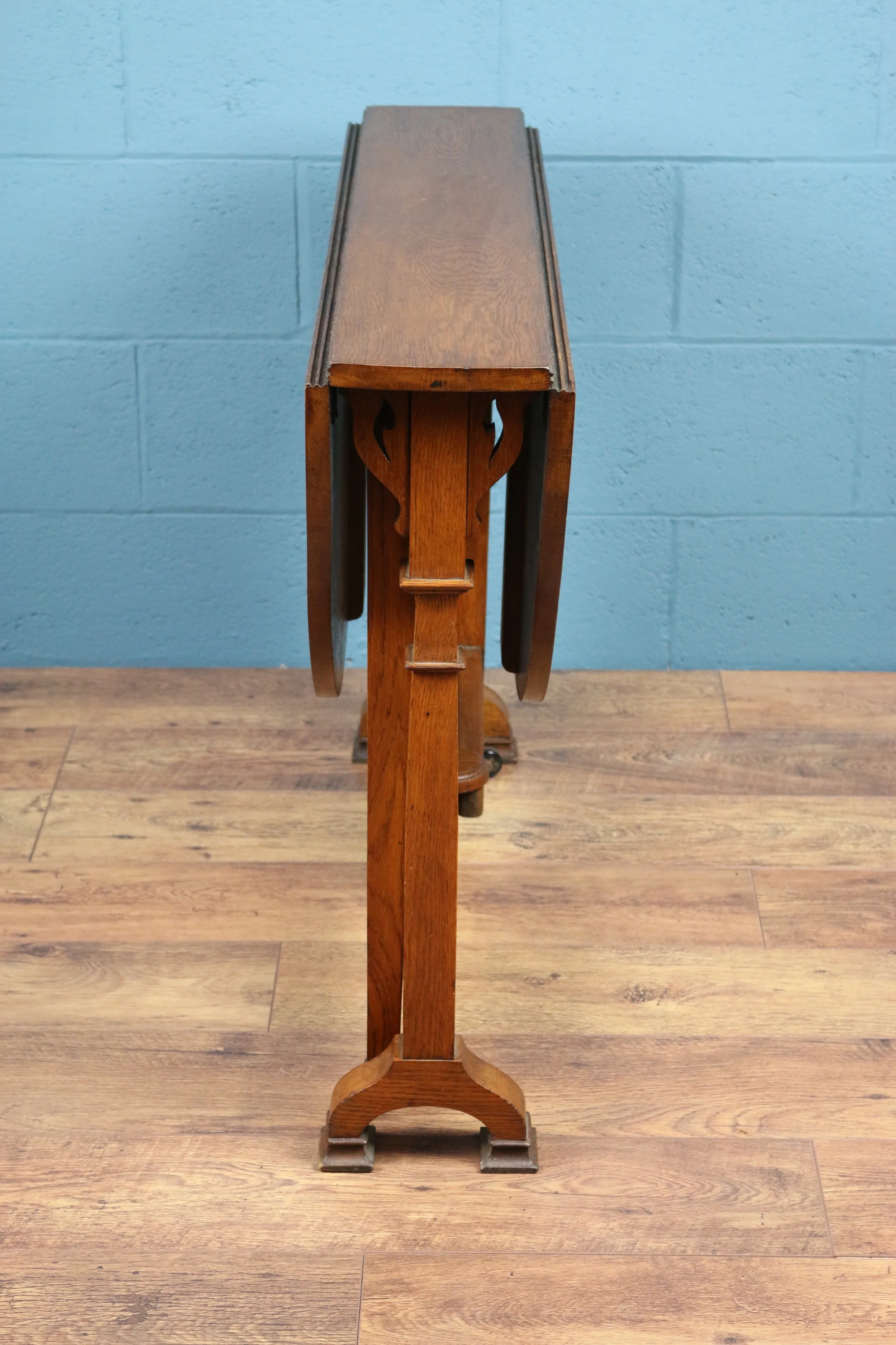 Arts and crafts oak drop leaf table, Wylie and Lochhead