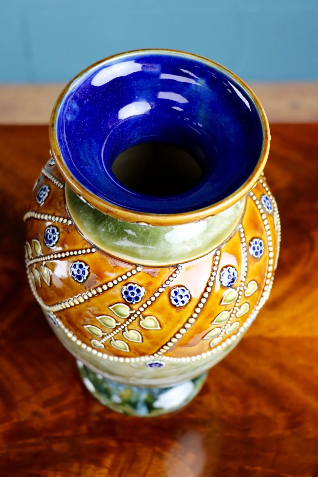 Pair of Lambeth Doulton vases by L.Waters c1900