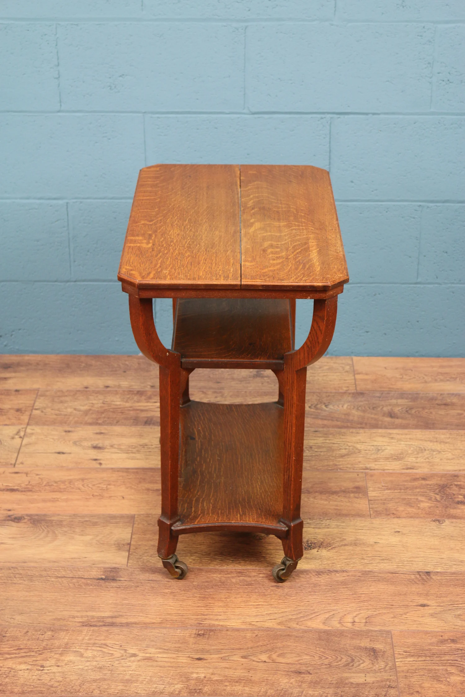 Arts and crafts oak tea trolley