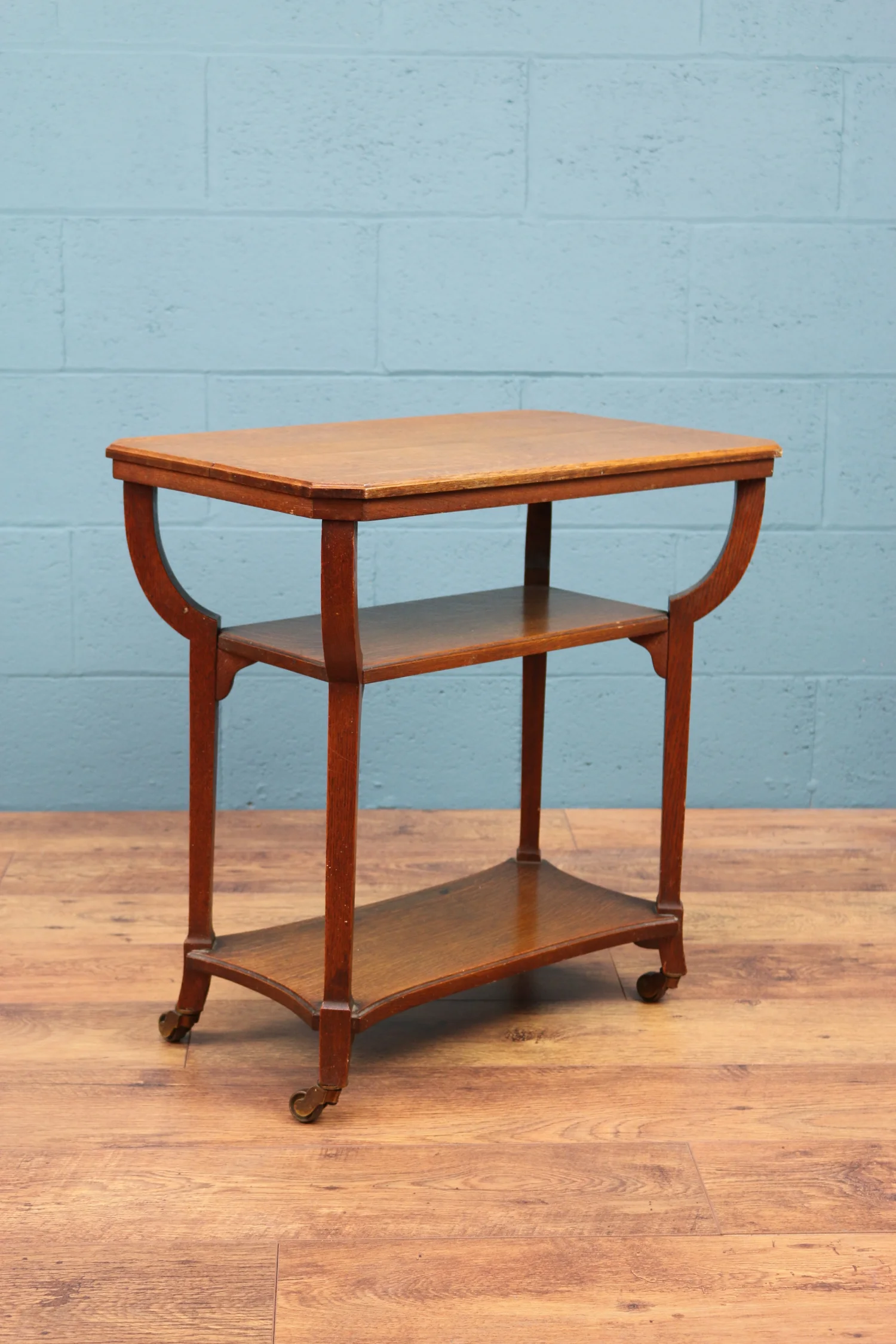 Arts and crafts oak tea trolley