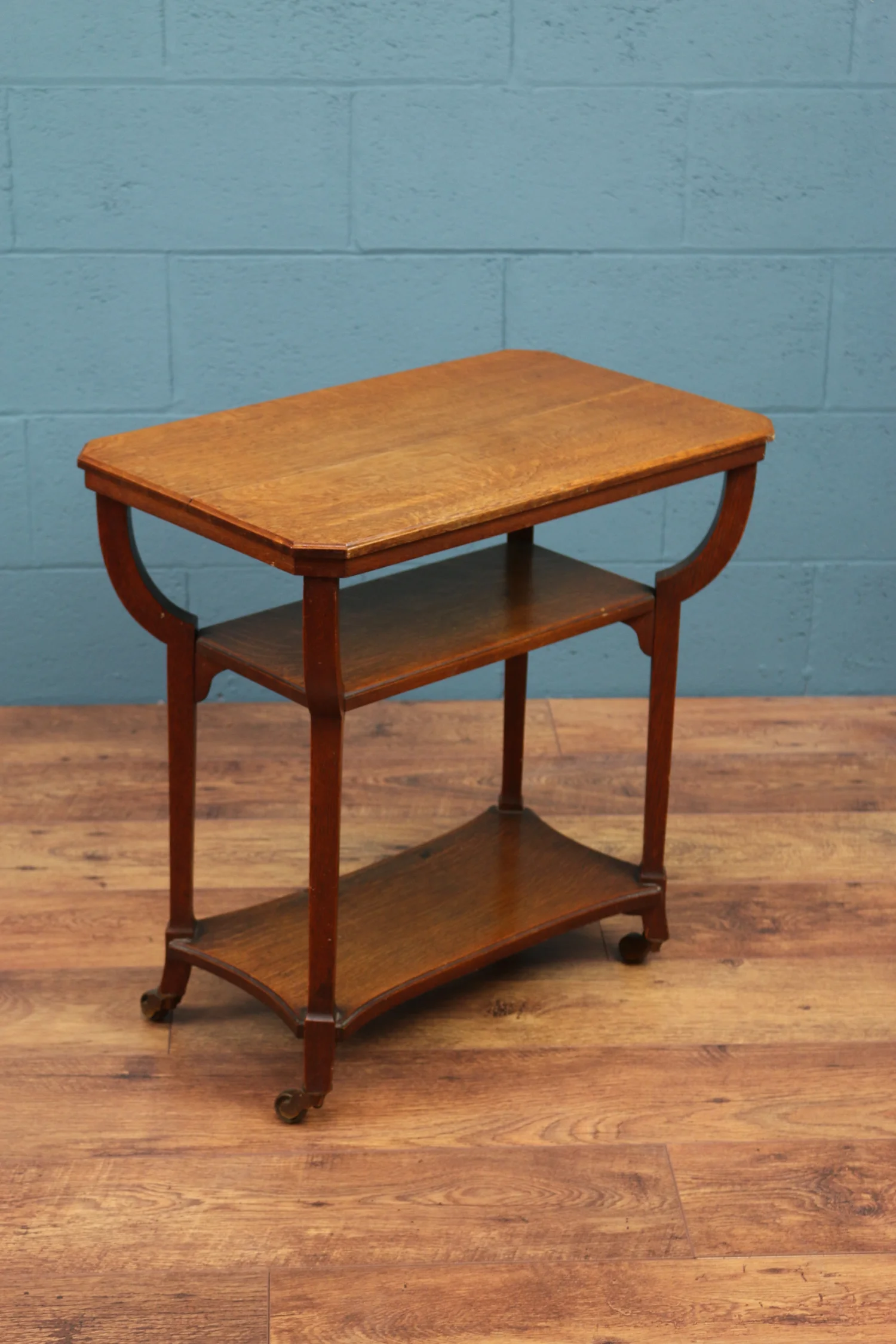 Arts and crafts oak tea trolley