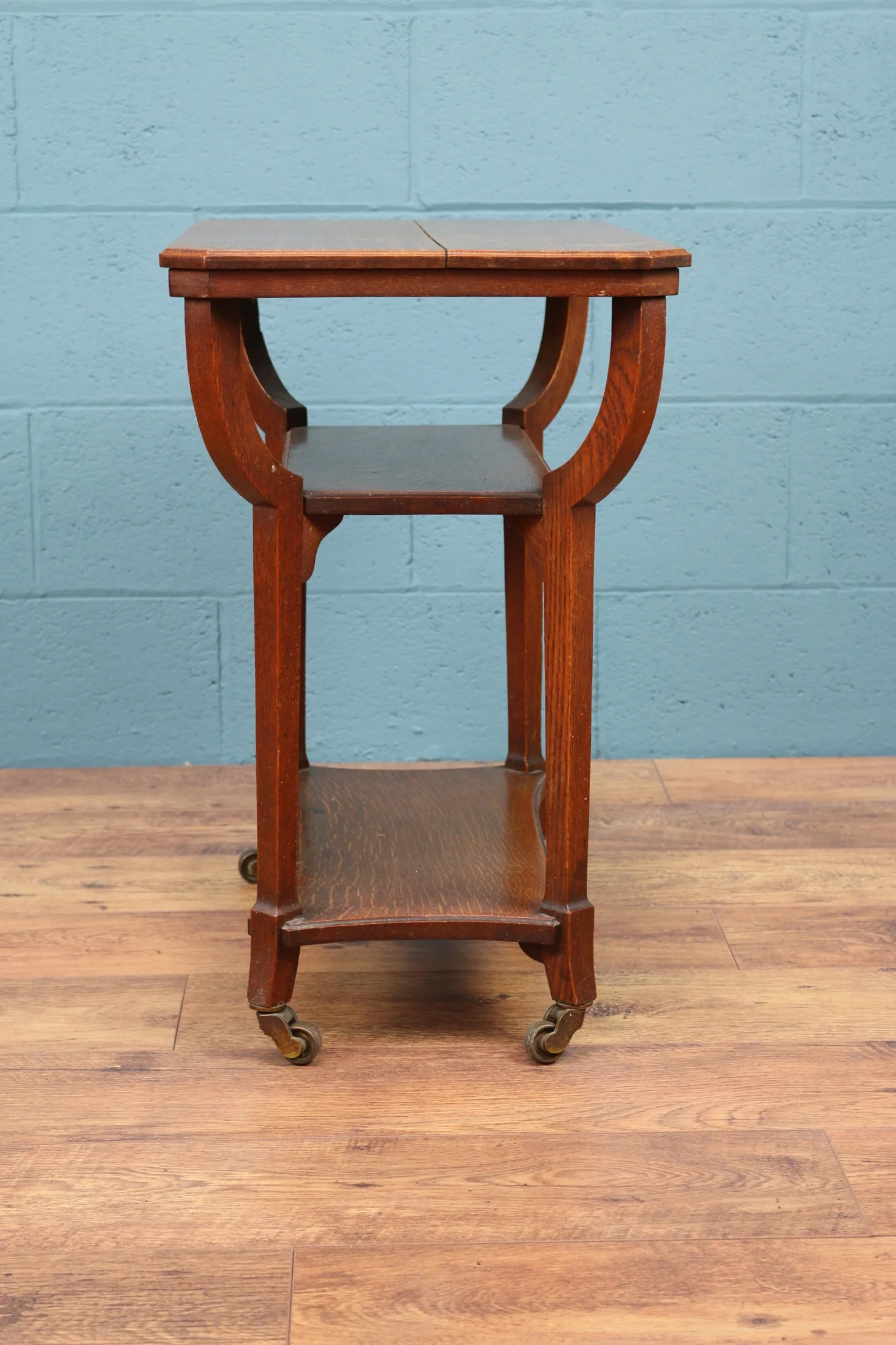 Arts and crafts oak tea trolley