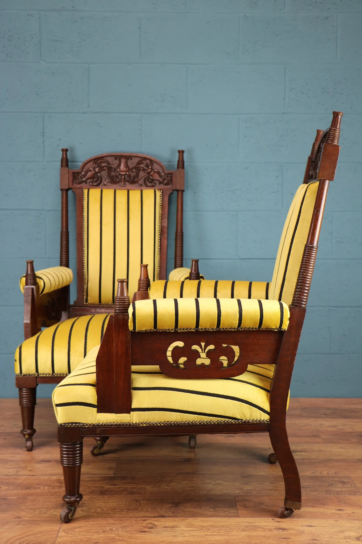 Liberty & Co carved armchairs