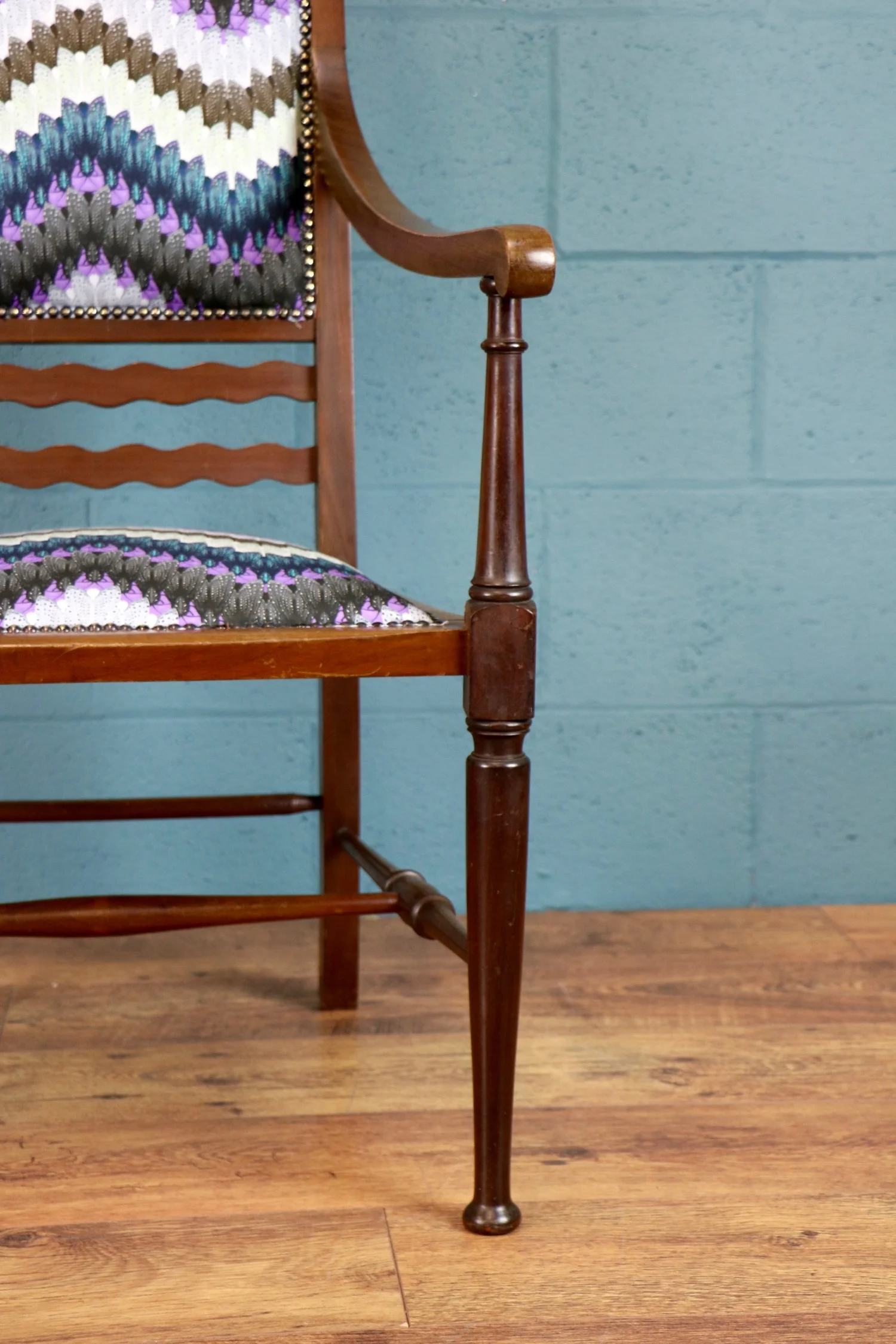 Arts and Crafts chair with Timorous Beasties fabric