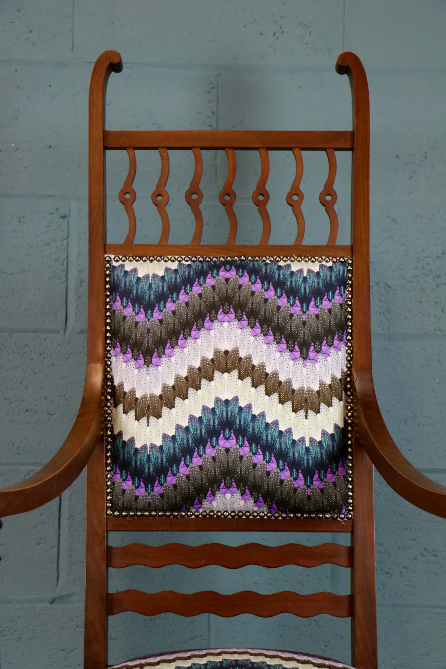 Arts and Crafts chair with Timorous Beasties fabric